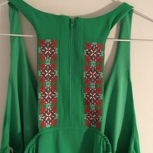Boho Kelly green sheath dress with pockets